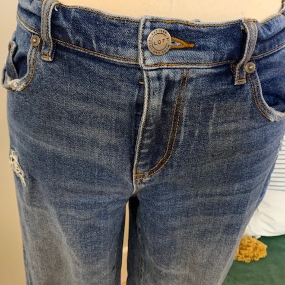 SOLDLoft Womens Jeans w/ patchwork, cuffed, distressed